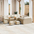 Gartensofa-set mit Kissen 18 pcs Beige und Creme Poly-Rattan