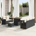 Gartensofa-set mit Kissen 10 pcs Schwarz und Creme Poly-Rattan