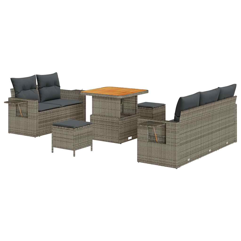 Gartensofa-set mit Kissen 10 pcs Grau Poly-Rattan