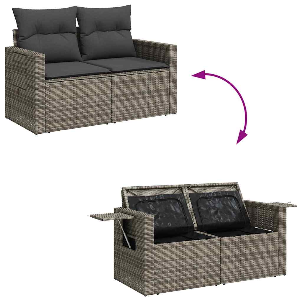 Gartensofa-set mit Kissen 10 pcs Grau Poly-Rattan