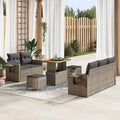 Gartensofa-set mit Kissen 10 pcs Grau Poly-Rattan
