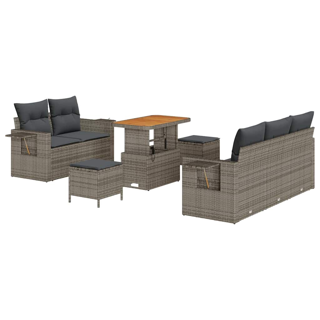 Gartensofa-set mit Kissen 10 pcs Grau Poly-Rattan