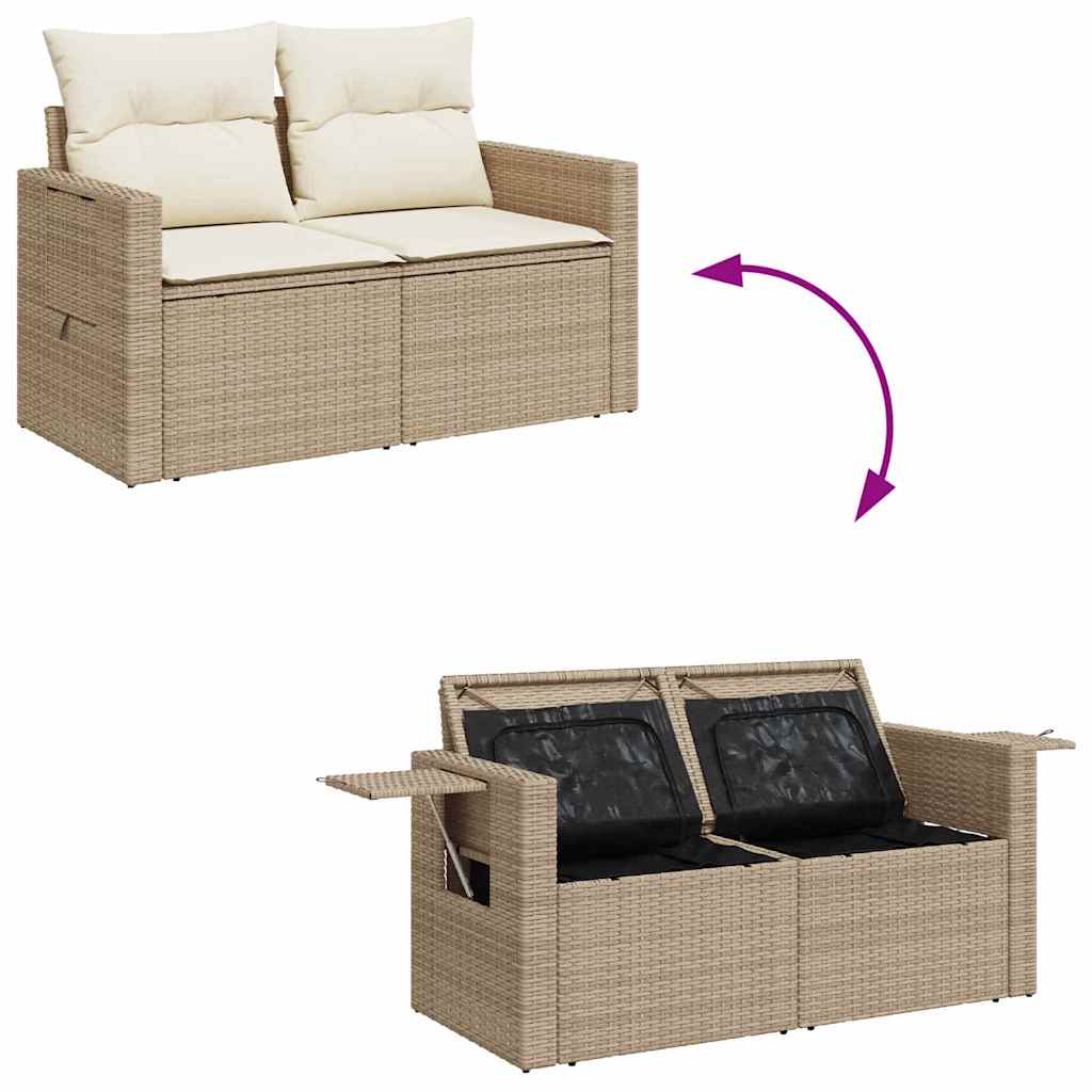 Garten-Sofa-Set mit Kissen mit Speicher 9 pcs Beige und Creme