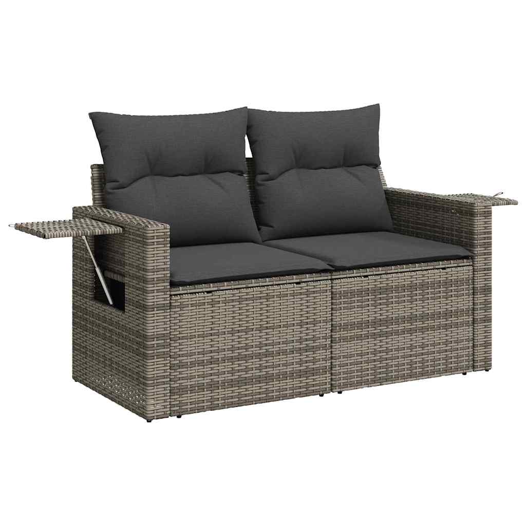 Garten-Sofa-Set mit Kissen mit Speicher 10 pcs Grau