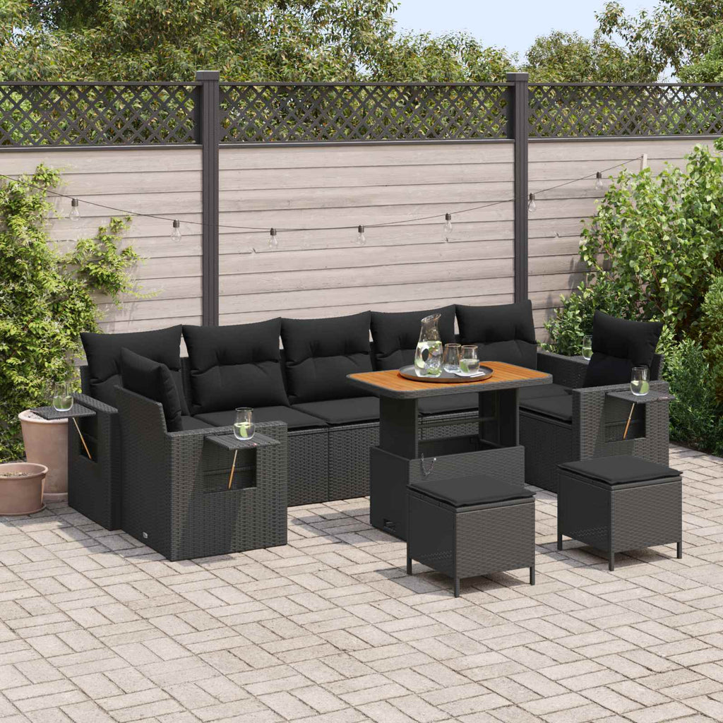 Gartensofa-set mit Kissen Schwarz Poly-Rattan