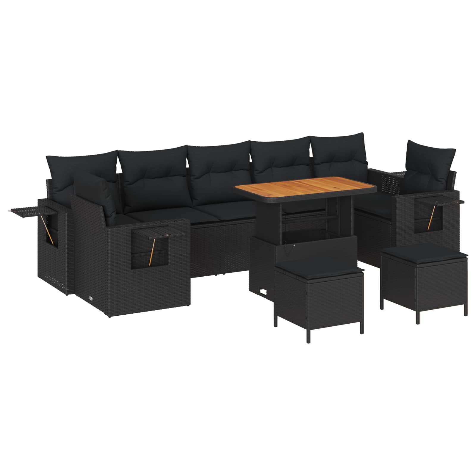 Gartensofa-set mit Kissen Schwarz Poly-Rattan