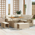 Gartensofa-set mit Kissen 9 pcs Beige und Creme Poly-Rattan