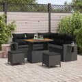 Gartensofa-set mit Kissen 9 pcs Schwarz Poly-Rattan