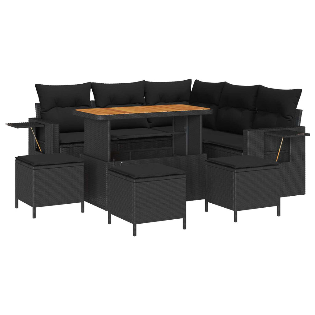 Gartensofa-set mit Kissen 10 pcs Schwarz Poly-Rattan