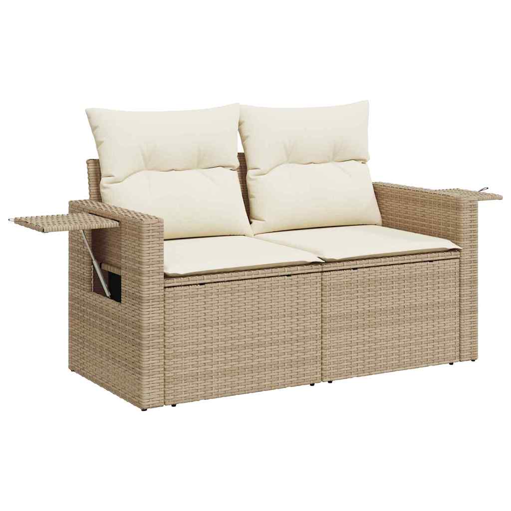 Gartensofa-set mit Kissen 10 pcs Beige und Creme Poly-Rattan