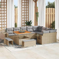 Gartensofa-set mit Kissen 12 pcs Beige und Hellgrau Poly-Rattan