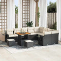 Gartensofa-set mit Kissen 12 pcs Schwarz und Creme Poly-Rattan