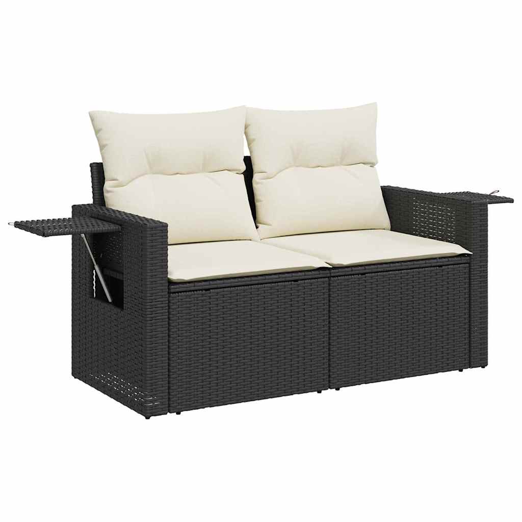 Gartensofa-set mit Kissen 12 pcs Schwarz und Creme Poly-Rattan