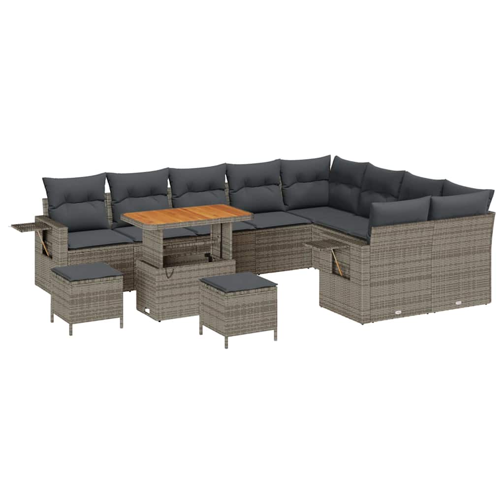 Gartensofa-set mit Kissen 12 pcs Grau Poly-Rattan