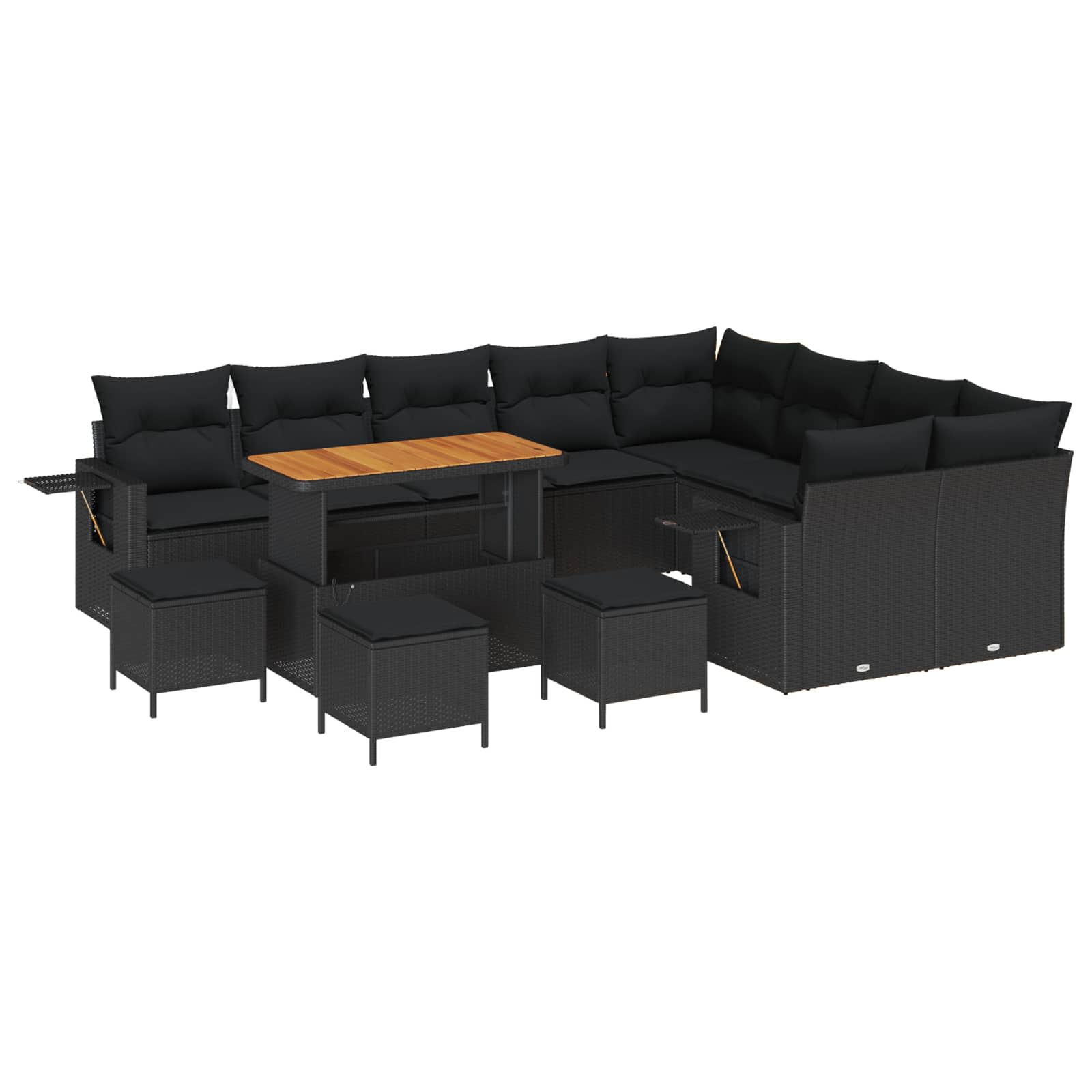 Gartensofa-set mit Kissen 13 pcs Schwarz Poly-Rattan
