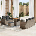 Gartensofa-set mit Kissen mit Speicher 8 pcs Grau Poly-Rattan