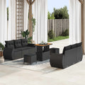 Gartensofa-set mit Kissen mit Kissen 9 pcs Schwarz Poly-Rattan