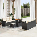 Gartensofa-set mit Kissen 9 pcs Schwarz und Creme Poly-Rattan