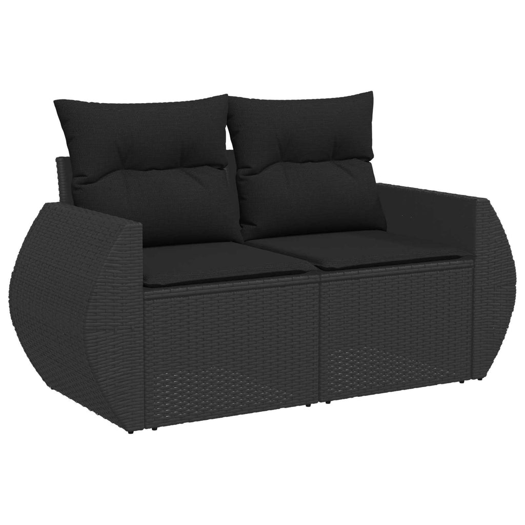 Gartensofa-set mit Kissen mit Kissen 10 pcs Schwarz Poly-Rattan