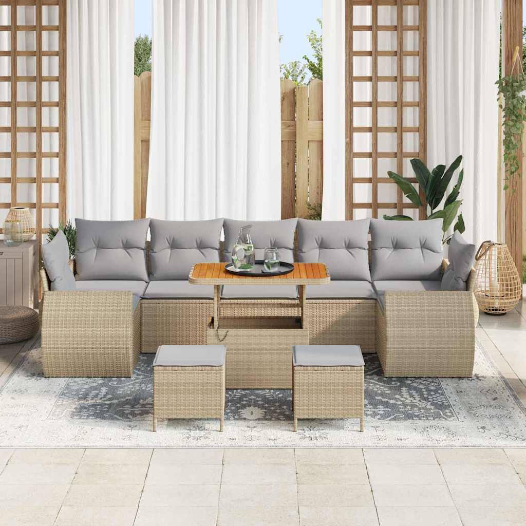 Garten-Sofa-Set mit Kissen 10 pcs Beige und Hellgrau