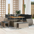 Gartensofa-set mit Kissen mit Speicher 8 pcs Grau Poly-Rattan