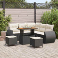 Gartensofa-set mit Kissen 8 pcs Schwarz und Creme Poly-Rattan