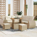 Gartensofa-set mit Kissen 8 pcs Beige und Creme Poly-Rattan