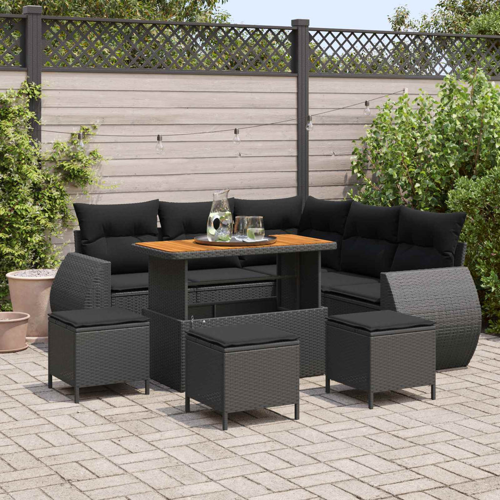Gartensofa-set 9 pcs 8-Sitzanzahl Schwarz Poly-Rattan