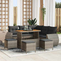 Gartensofa-set mit Kissen mit Speicher 9 pcs Grau Poly-Rattan