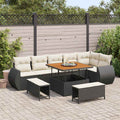 Gartensofa-set mit Kissen 9 pcs Schwarz und Creme Poly Rattan