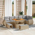 Garten-Sofa-Set mit Kissen 9 pcs Beige und Hellgrau