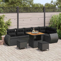 Gartensofa-set mit Kissen mit Kissen 9 pcs Schwarz Poly Rattan