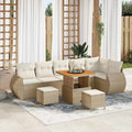 Gartensofa-set mit Kissen 9 pcs Beige und Creme Poly Rattan