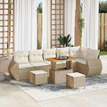 Gartensofa-set mit Kissen 9 pcs Beige und Creme Poly Rattan