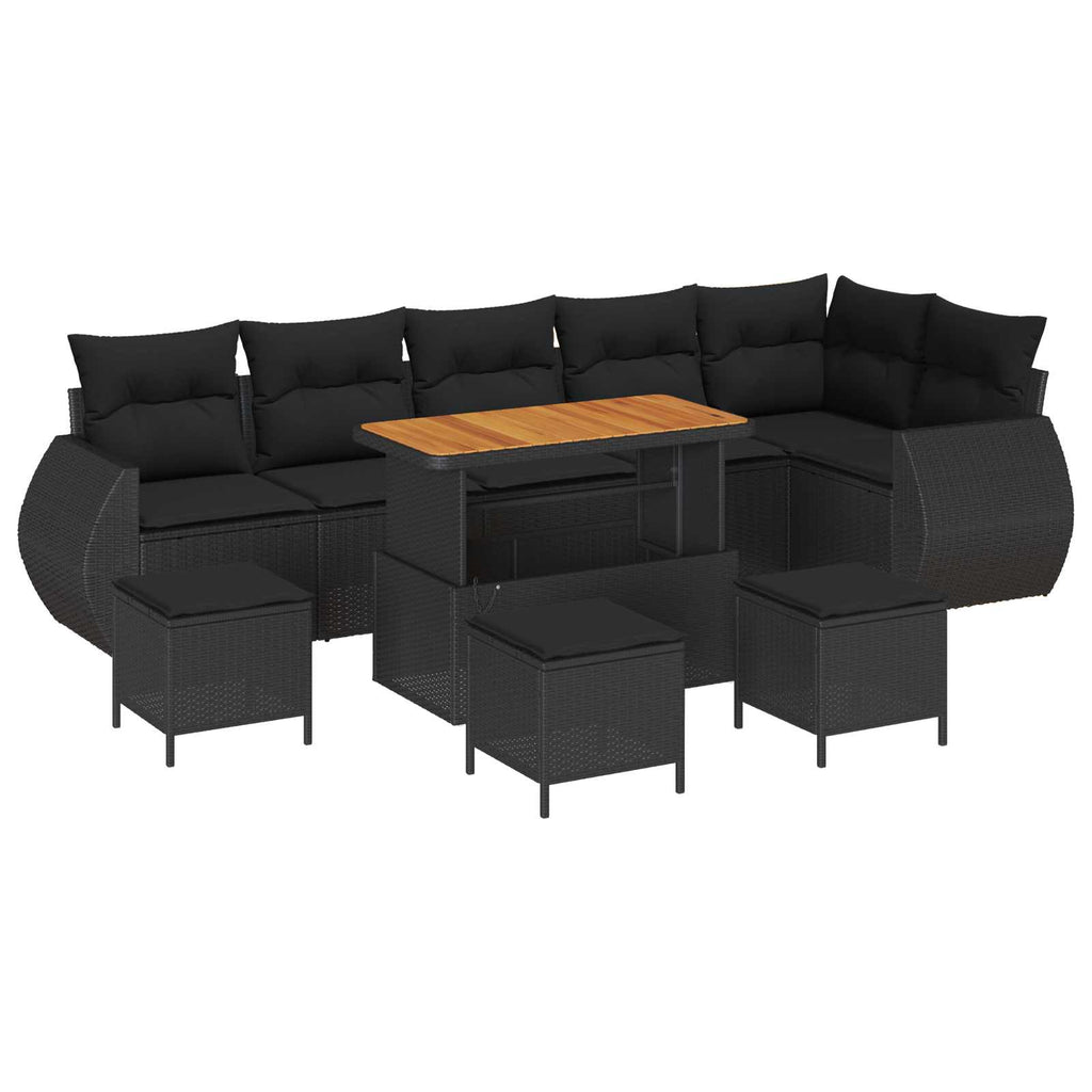 Gartensofa-set mit Kissen mit Kissen 10 pcs Schwarz Poly Rattan
