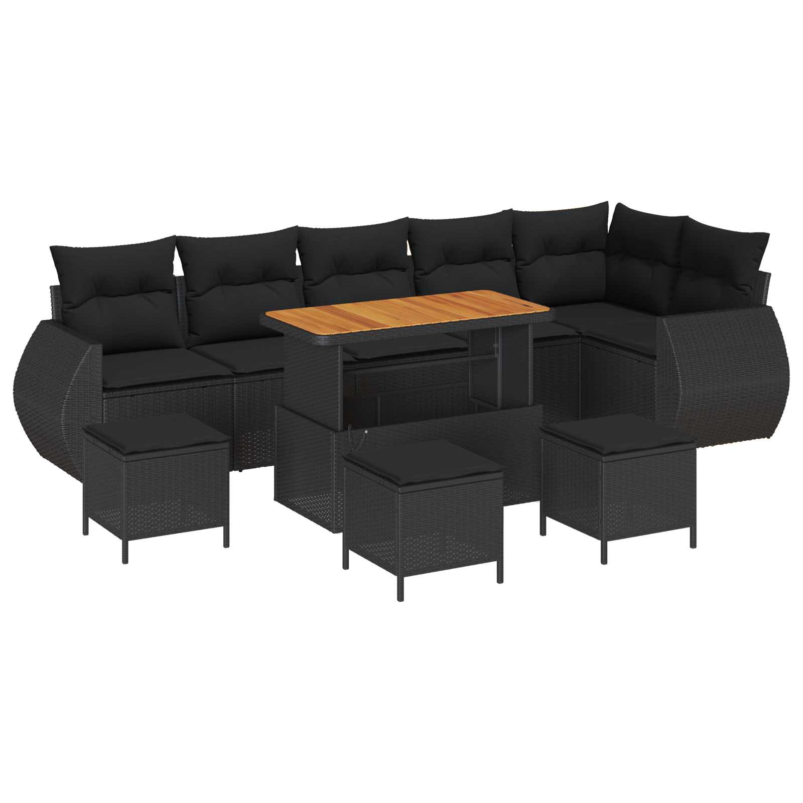 Gartensofa-set mit Kissen mit Kissen 10 pcs Schwarz Poly Rattan