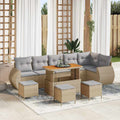 Gartensofa-set mit Kissen 10 pcs Beige und Hellgrau Poly Rattan
