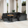 Gartensofa-set mit Kissen mit Kissen 12 pcs Schwarz Poly Rattan