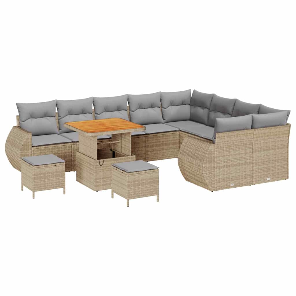 Garten-Sofa-Set mit Kissen 12 pcs Beige und Hellgrau
