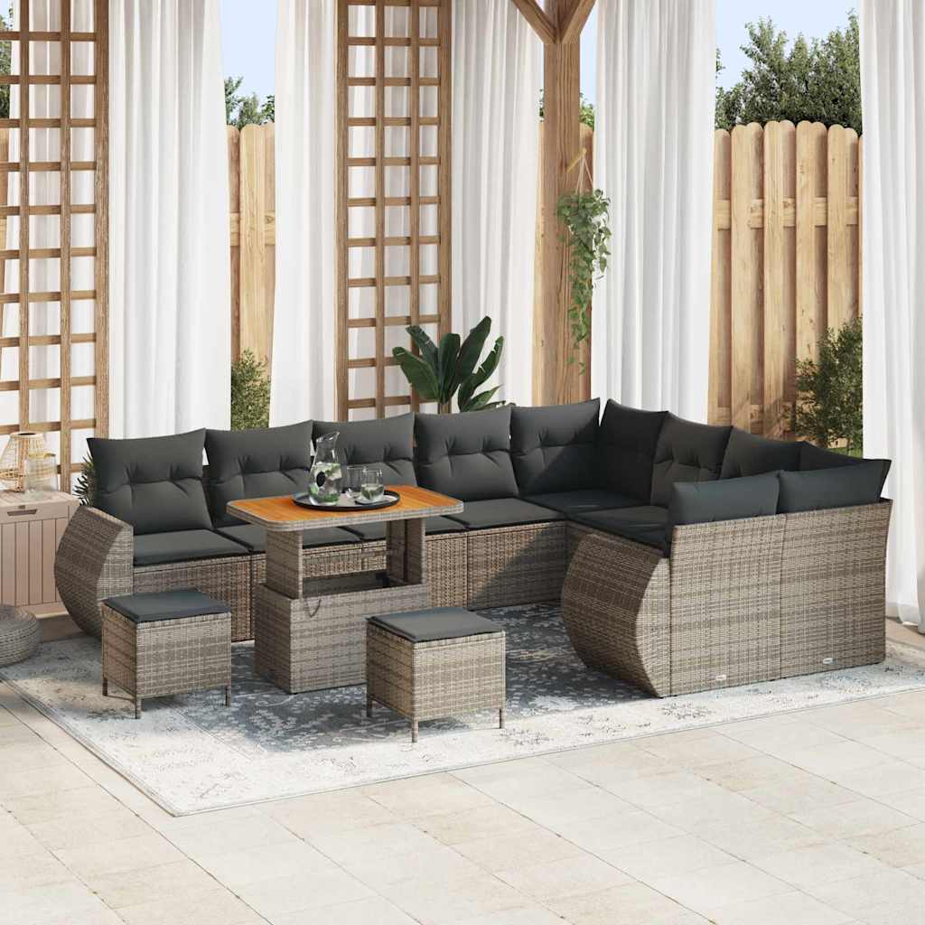 Garten-Sofa-Set mit Kissen mit Speicher 12 pcs Grau