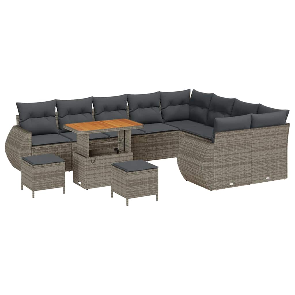 Garten-Sofa-Set mit Kissen mit Speicher 12 pcs Grau