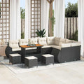 Gartensofa-set mit Kissen 13 pcs Schwarz und Creme Poly Rattan