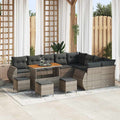 Gartensofa-set mit Kissen mit Speicher 13 pcs Grau Poly Rattan