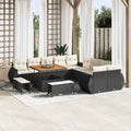 Garten-Sofa-Set mit Kissen 13 pcs Schwarz und Creme
