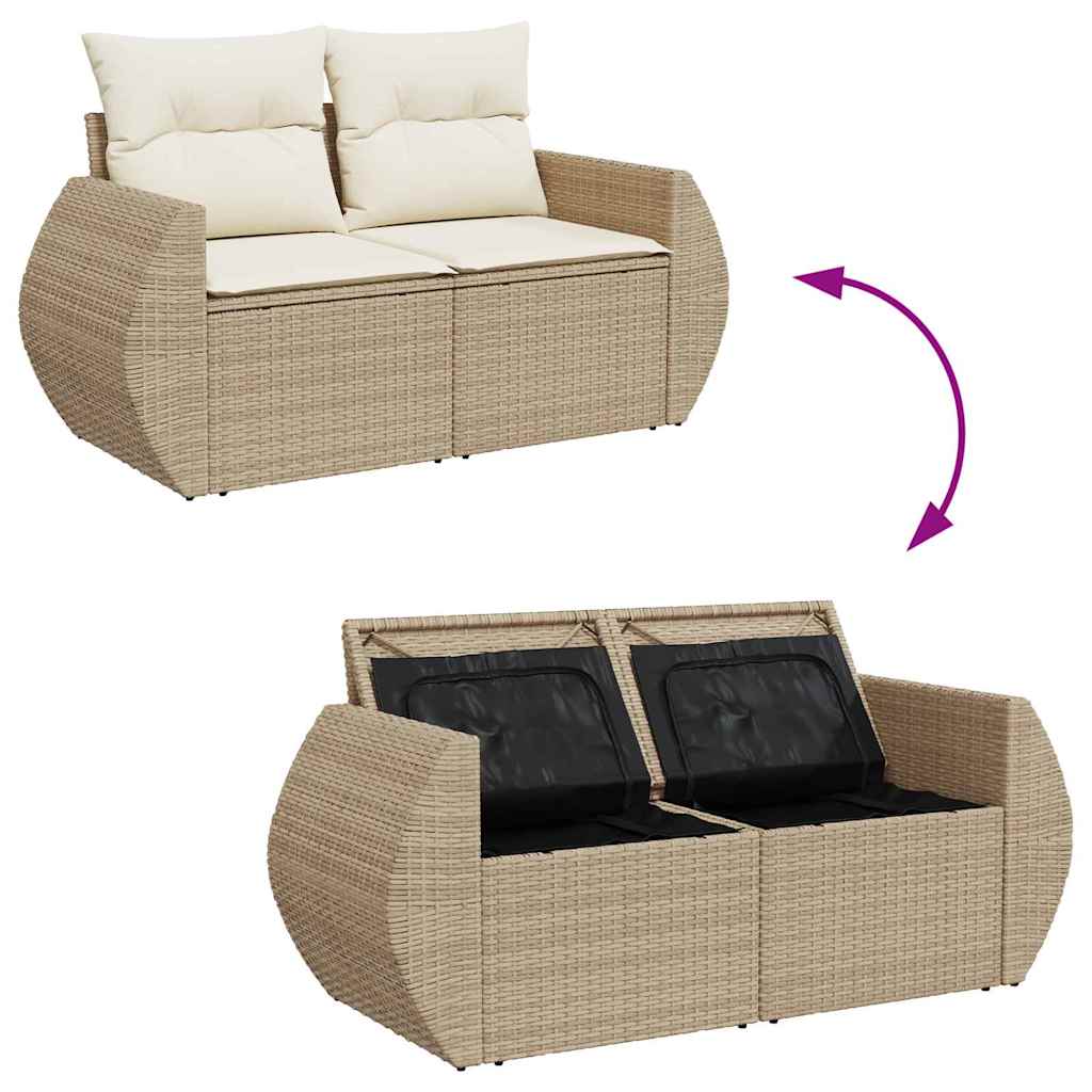 Garten-Sofa-Set mit Kissen mit Speicher 13 pcs Beige und Creme
