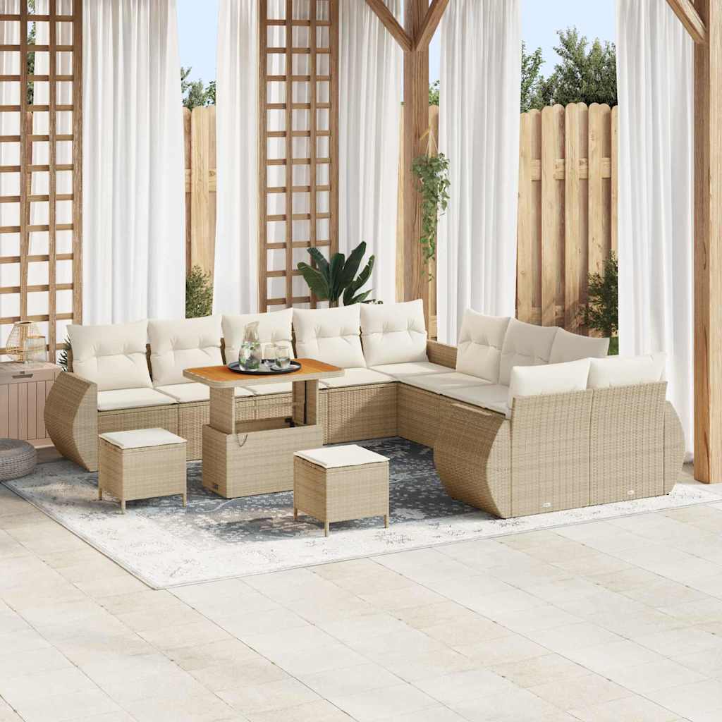 Garten-Sofa-Set mit Kissen mit Speicher 13 pcs Beige und Creme