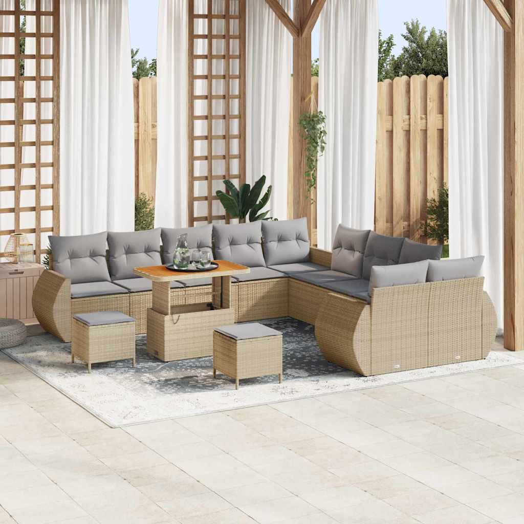 Garten-Sofa-Set mit Kissen mit Kissen 13 pcs Beige und Hellgrau