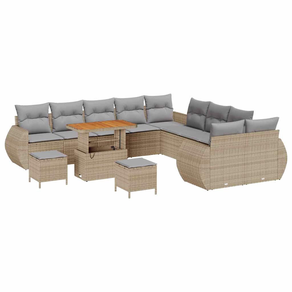 Garten-Sofa-Set mit Kissen mit Kissen 13 pcs Beige und Hellgrau