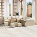Garten-Sofa-Set mit Kissen mit Speicher 14 pcs Beige und Creme
