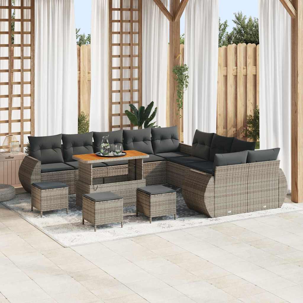 Garten-Sofa-Set mit Kissen mit Speicher 14 pcs Grau